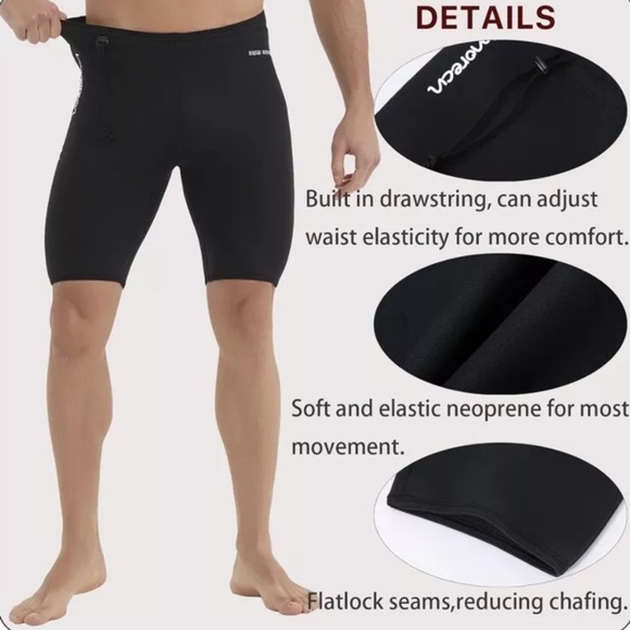 Lemorecn Wetsuits Pants Shorts 3mm Neoprene Canoeing Swimming Pants Size small - Picture 2 of 4